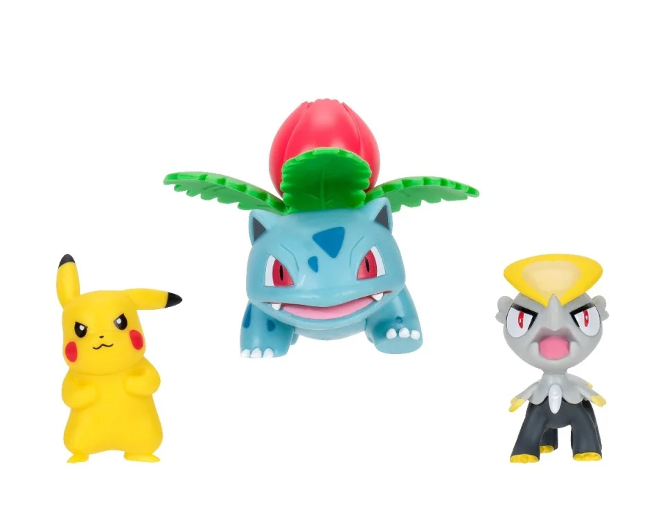 Set 3 figurine - Pokemon - Battle Figure Set - Pikachu, Jangmo-o, Ivysaur | Jazwares