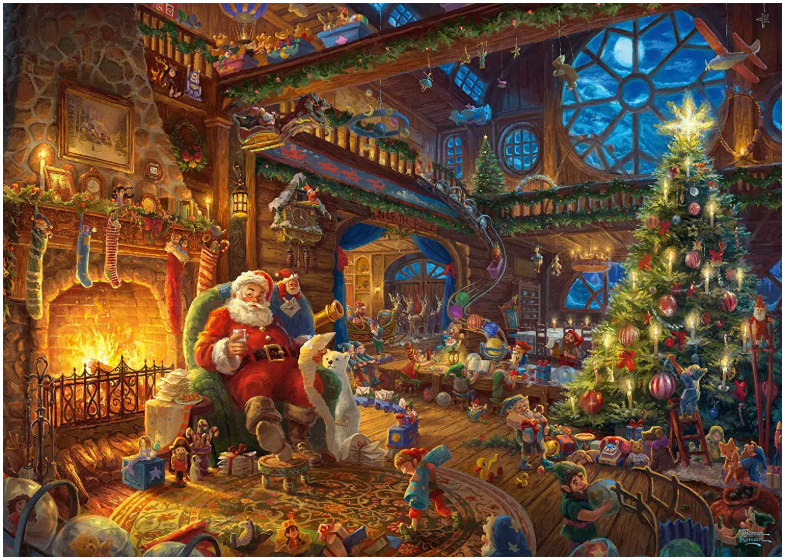 Puzzle 1000 piese - Thomas Kinkade - Mos Craciun si spiridusii lui | Schmidt