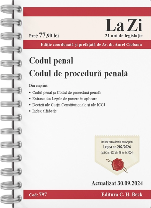 Codul penal si Codul de procedura penala, actualizat la 30.09.2024 | Aurel Ciobanu