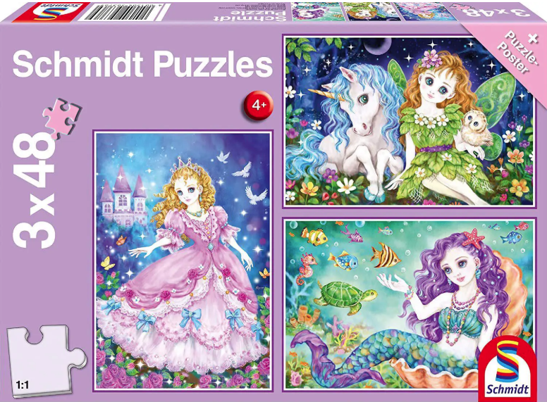 Puzzle 3x48 piese - Printesa, zana si sirena | Schmidt - 3 | YEO