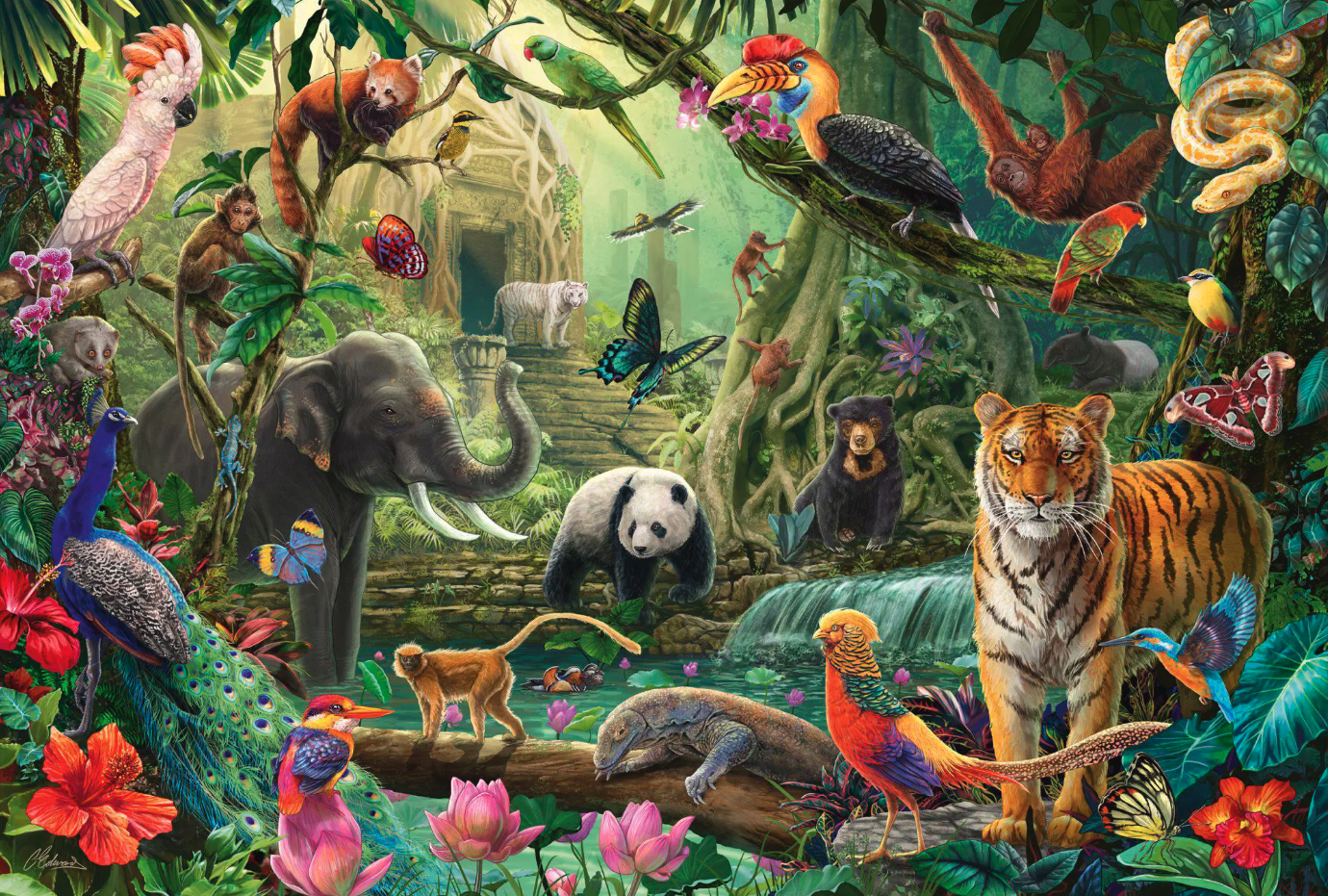 Puzzle 100 piese - Jungla colorata | Schmidt