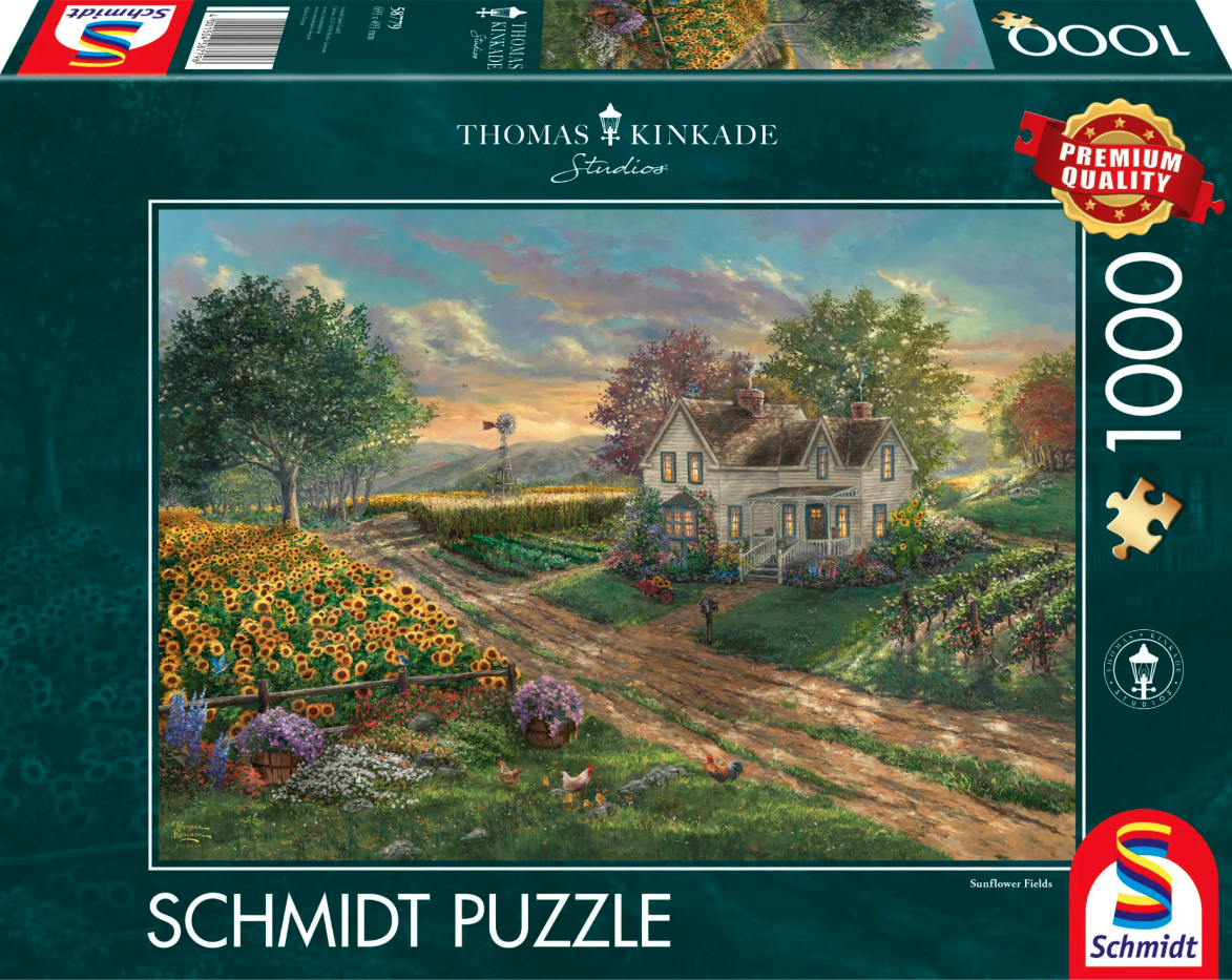 Puzzle 1000 piese - Thomas Kinkade - Campuri de floarea-soarelui | Schmidt - 1 | YEO