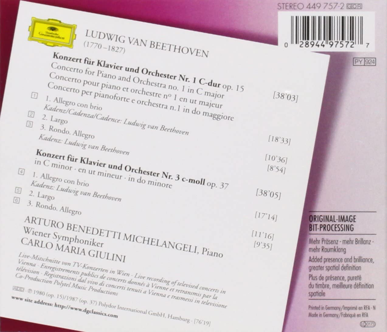 Beethoven: Piano Concertos Nos.1 & 3 | Ludwig Van Beethoven, Carlo Maria Giulini, Vienna Symphony Orchestra
