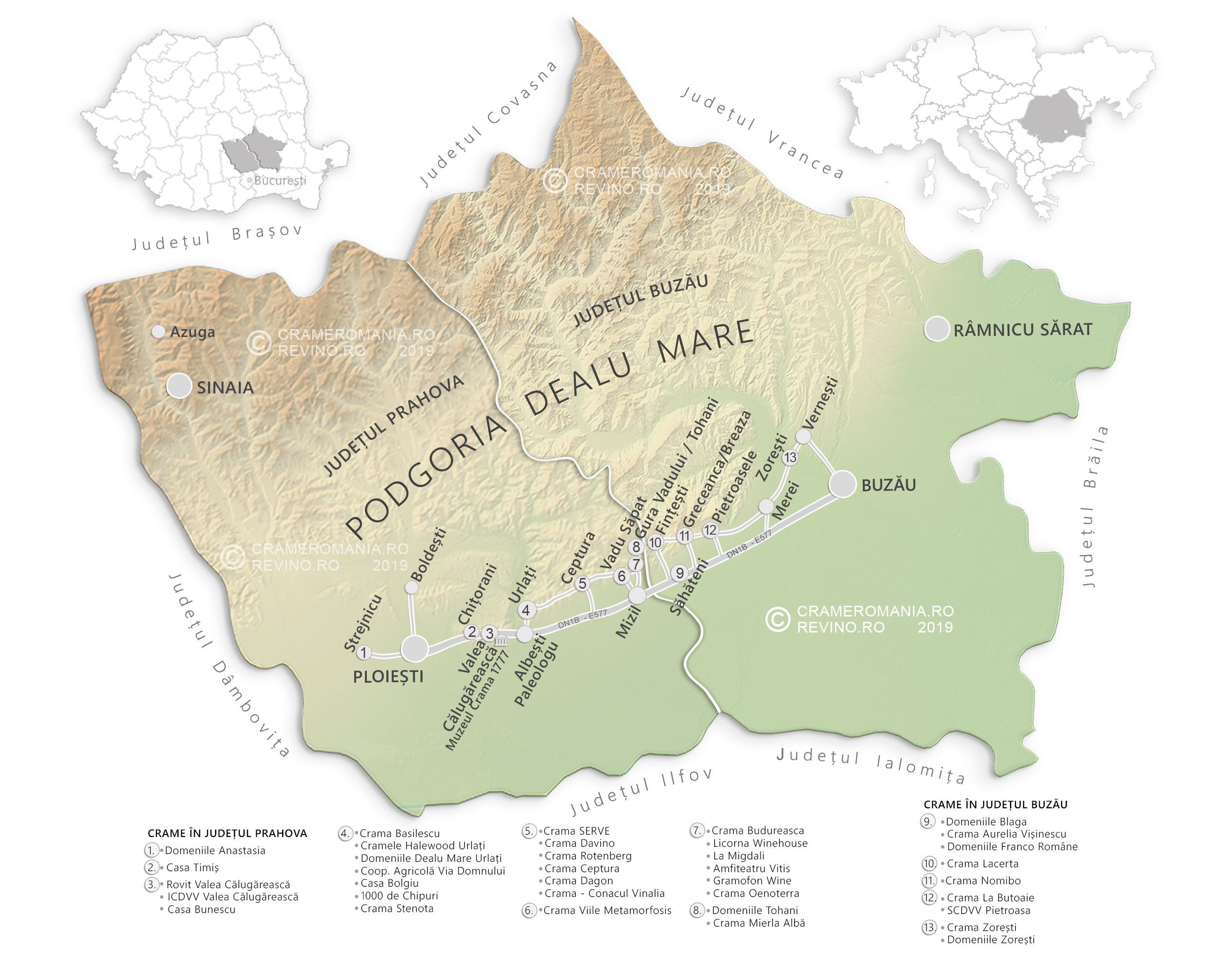 Harta viticola Pocket – Romania, Dealu Mare | atlase