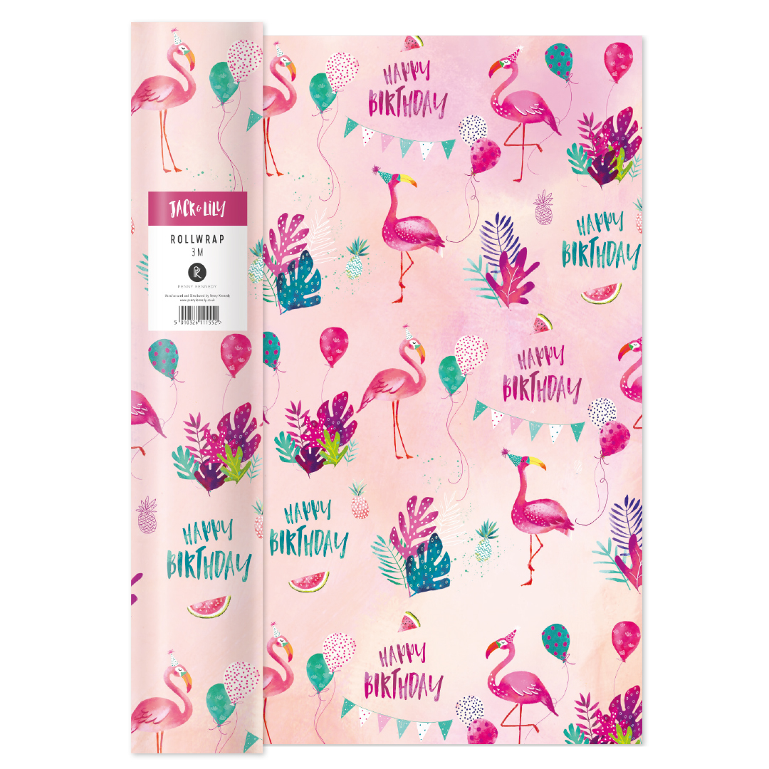 Hartie de impachetat - Roll - Jack & Lily - Flamingo  | Penny Kennedy