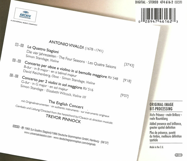 Vivaldi: Le Quattro Stagioni / Concerto for Oboe & Violin RV 548 / Concerto for 2 Violins RV 516 | Trevor Pinnock, Simon Standage, The English Concert