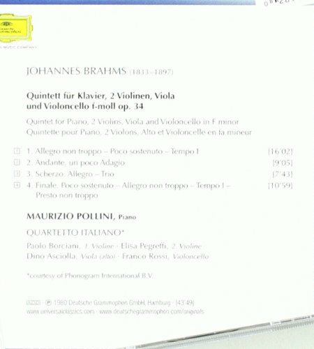 Brahms: Piano Quintet op. 34 | Johannes Brahms, Maurizio Pollini, Quartetto Italiano