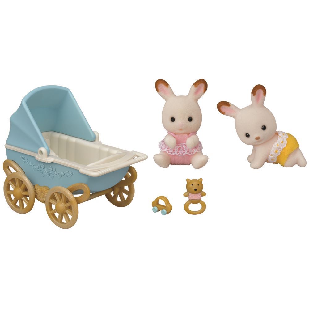 Set 2 figurine - Sylvanian Families - Iepurasi gemeni cu carucior | Epoch