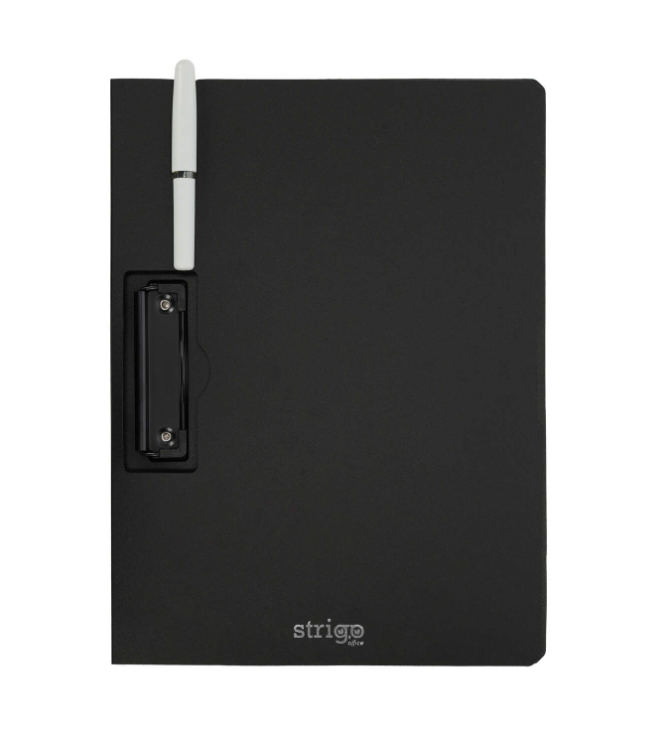 Clipboard Strigo A4, cu suport pentru pix - Negru | Strigo - 1 | YEO