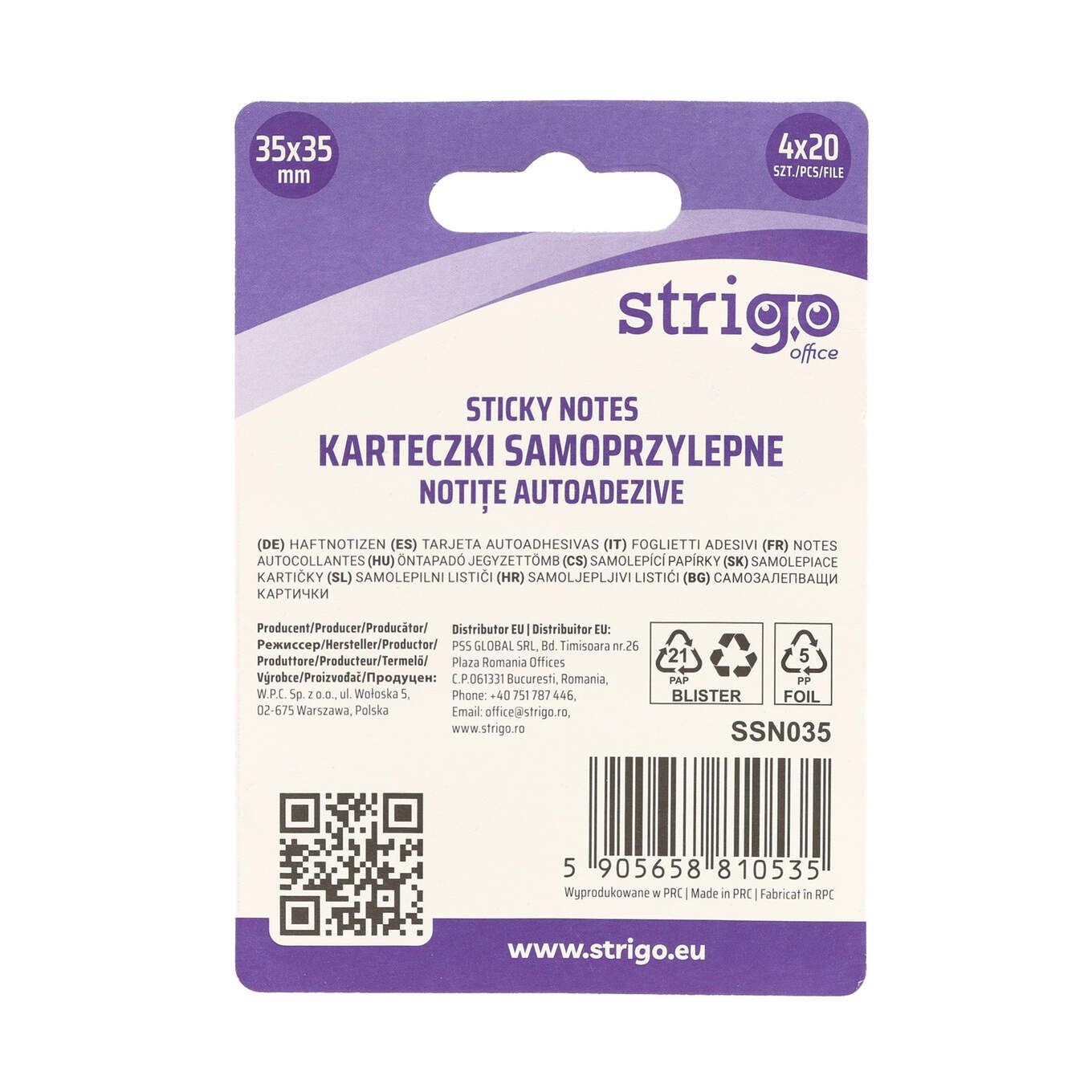 Sticky Notes Strigo - patrate, multicolor | Strigo - 2 | YEO