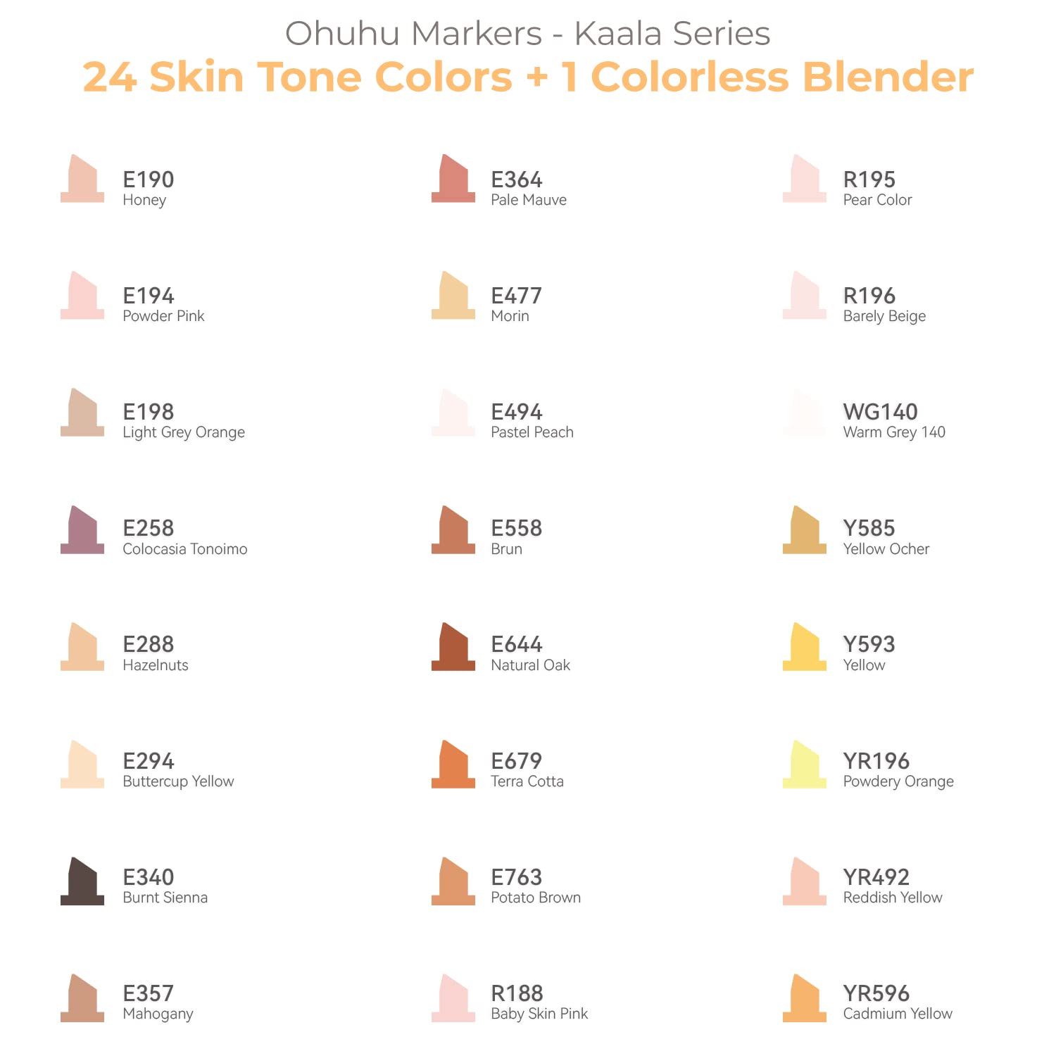 Set 24 markere - Ohuhu Kaala - Skin Tones Broad & Fine | Ohuhu - 2 | YEO