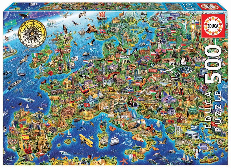 Puzzle 500 piese - Crazy European Map | Educa