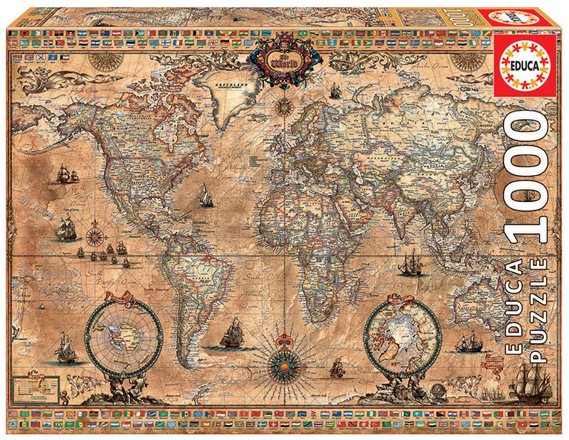 Puzzle 1000 piese - Antique World Map | Educa