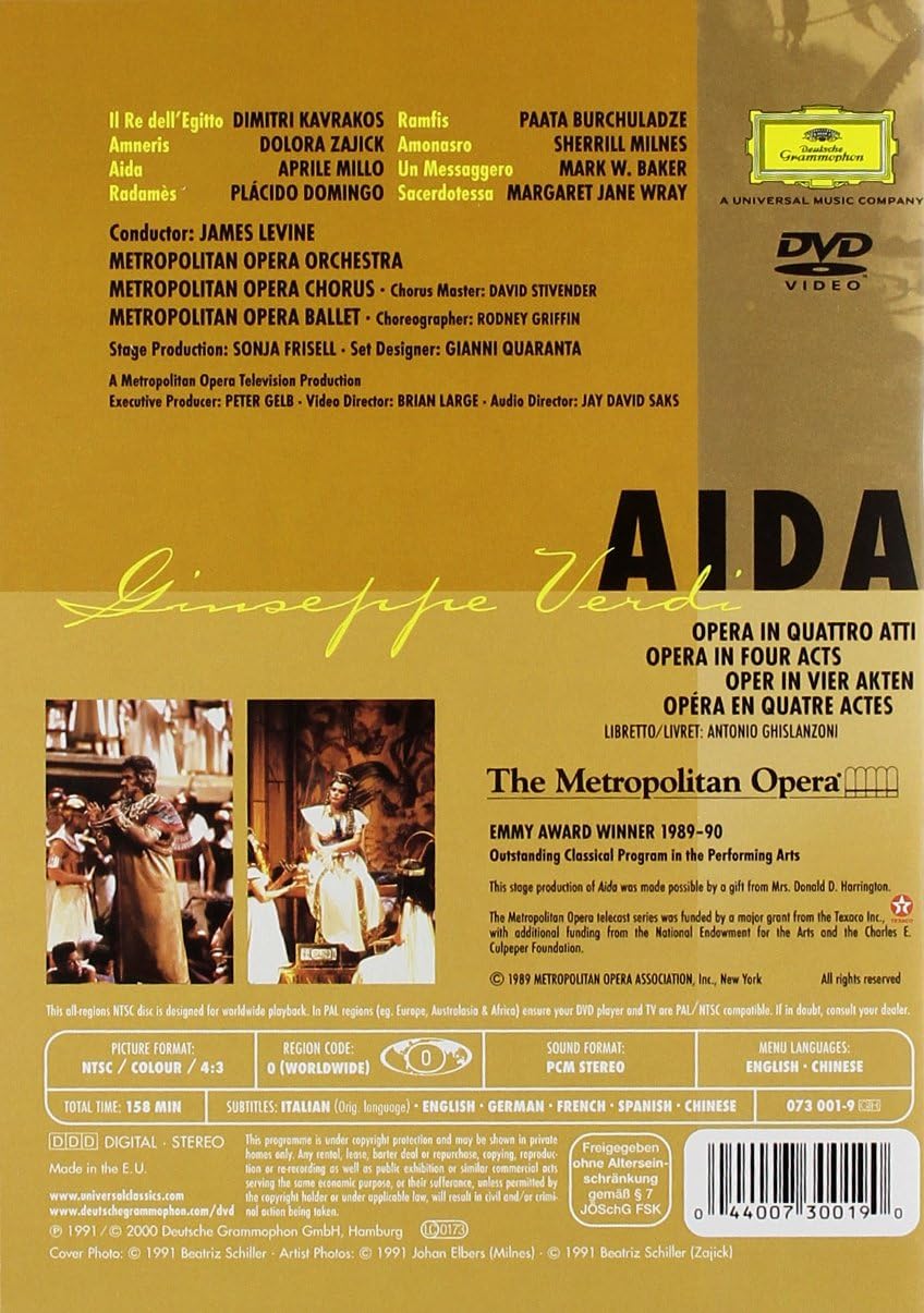 Verdi: Aida (DVD) | James Levine, The Metropolitan Opera House Orchestra, Metropolitan Opera Chorus, Aprile Millo, Dolora Zajick, Placido Domingo, Paata Burchuladze, Sherrill Milnes