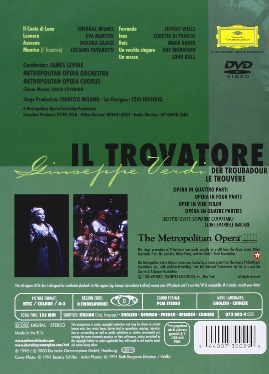 Verdi: Il Trovatore (DVD) | Giuseppe Verdi, James Levine, Eva Marton