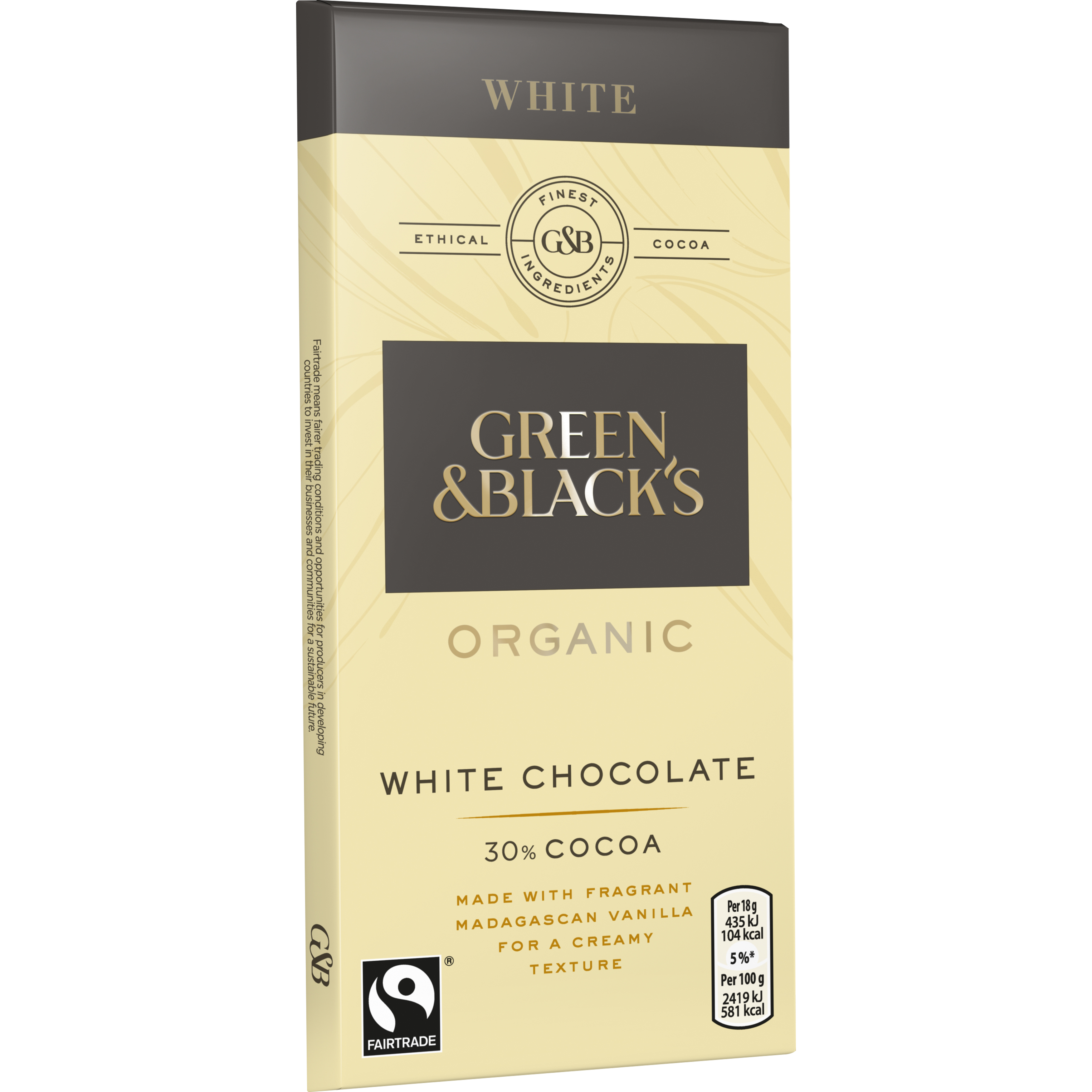 Ciocolata - 30% Cocoa White Chocolate, Organic 90g | Green&Black\'s