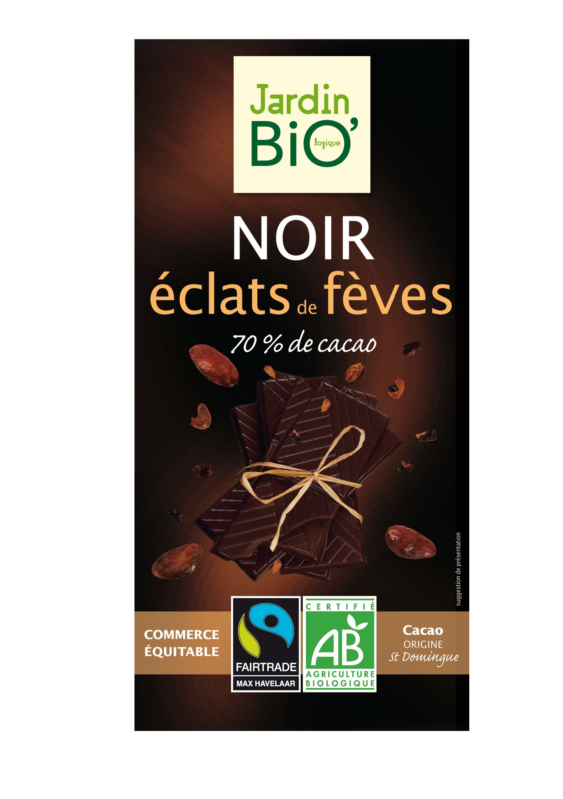 Ciocolata neagra cu boabe cacao bio | Jardin Bio