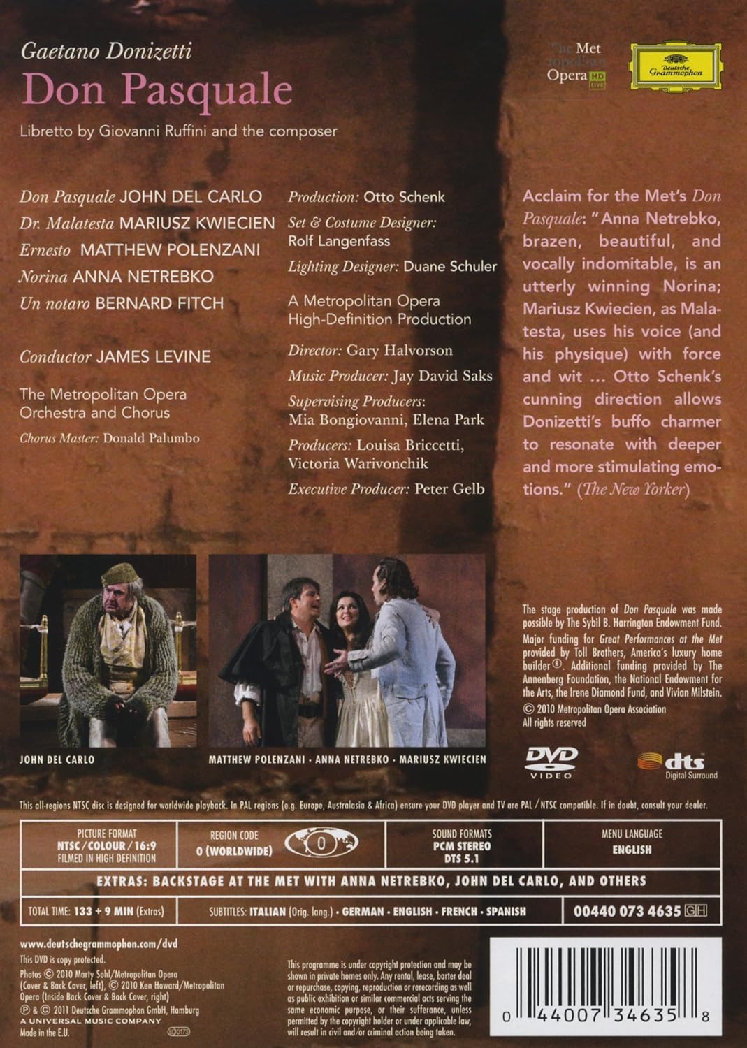 Donizetti: Don Pasquale (DVD) | Anna Netrebko, Matthew Polenzani , Mariusz Kwiecien, John Del Carlo, The Metropolitan Opera Orchestra, Metropolitan Opera Chorus, James Levine