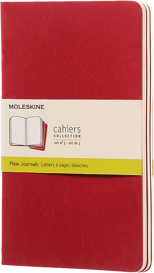 Set 3 caiete - Moleskine Cahier - Large, Plain - Red Cover | Moleskine