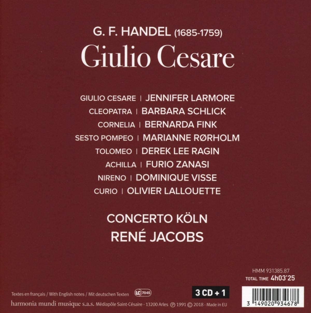 Handel: Giulio Cesare - Box Set | Bernarda Fink
