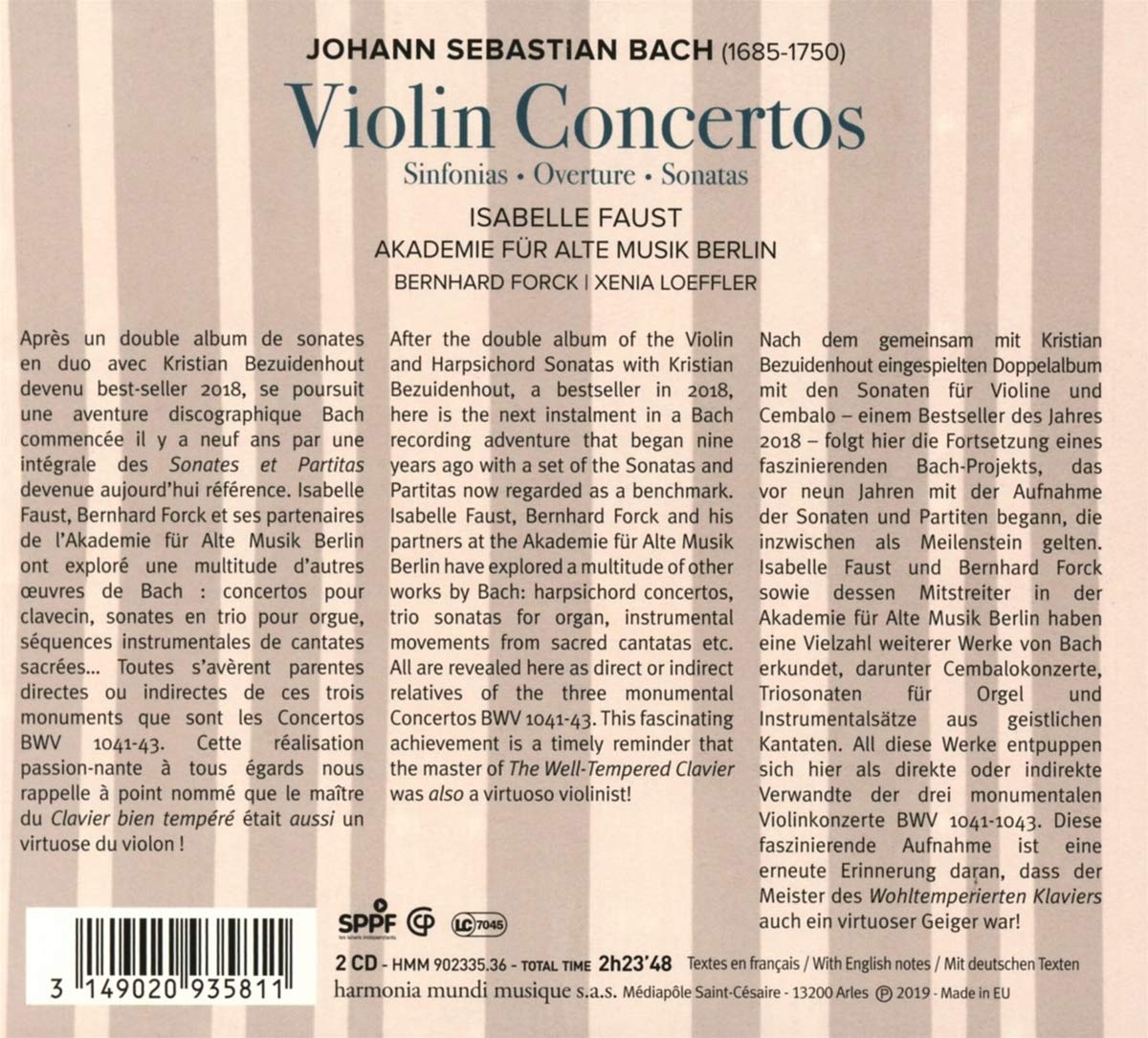 Violin Concertos | Johann Sebastian Bach, Akademie fur Alte Musik Berlin, Isabelle Faust