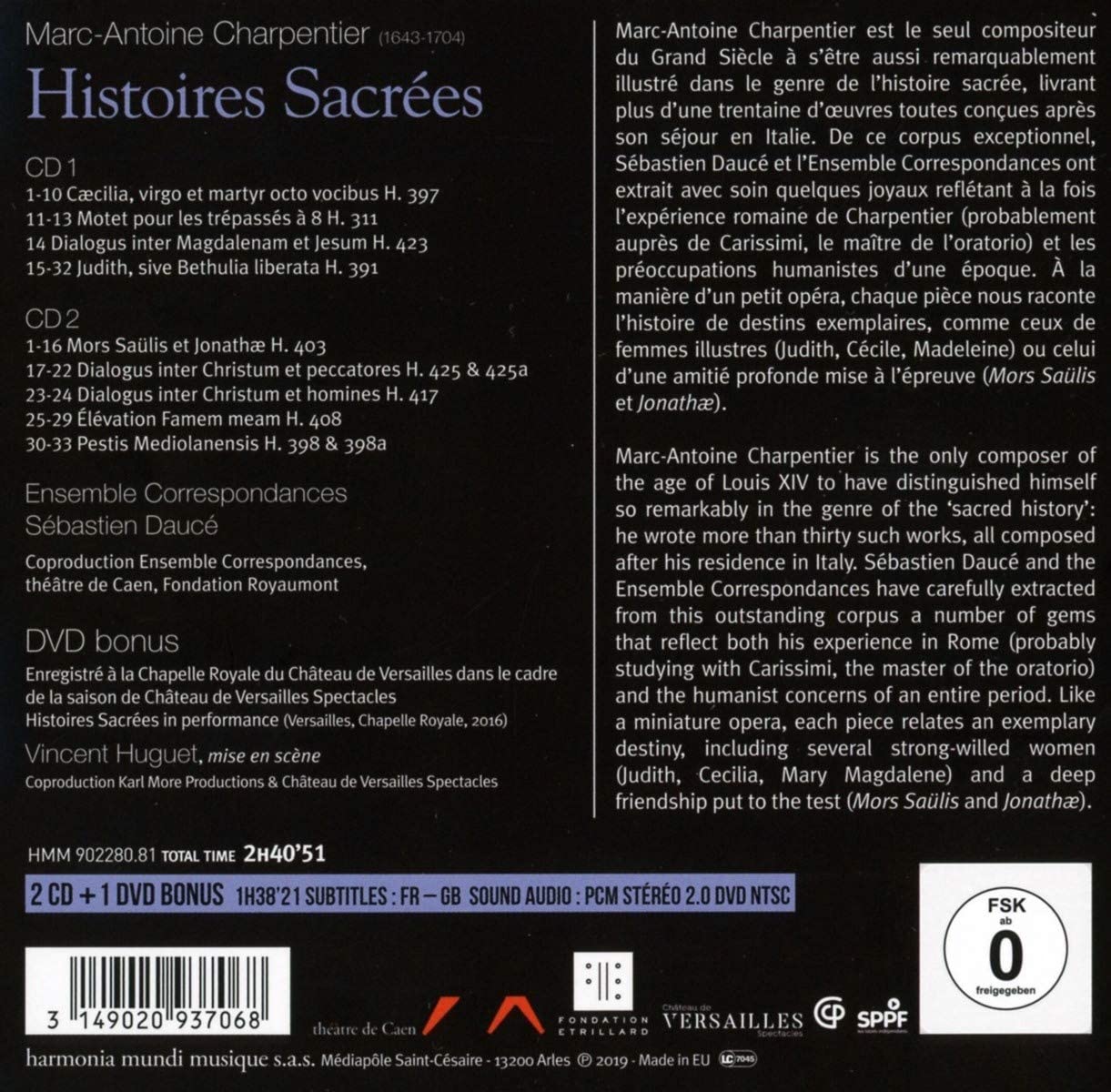 Charpentier: Histoires Sacrees [BOXSET - CD+DVD] | Marc-Antoine Charpentier