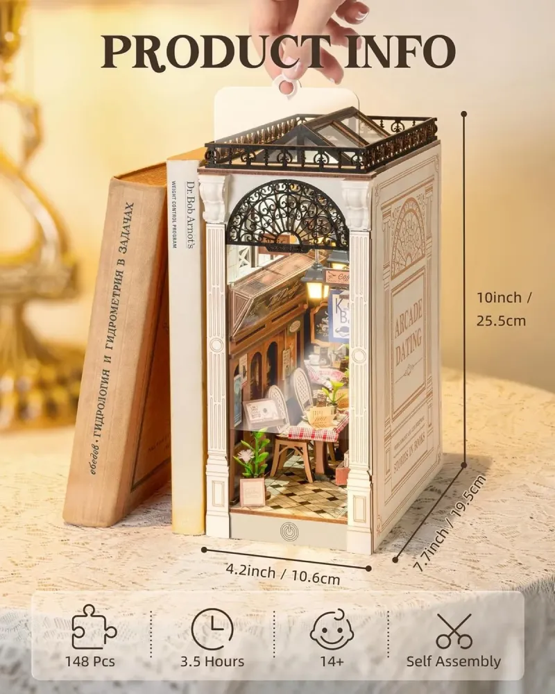 Book Nook. Puzzle 3D - Cotor de carte - Arcade Dating | Robotime - 7