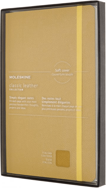 Carnet - Moleskine Classic - Italian Leather - Open Box - Soft Cover, Large, Ruled - Amber Yellow | Moleskine