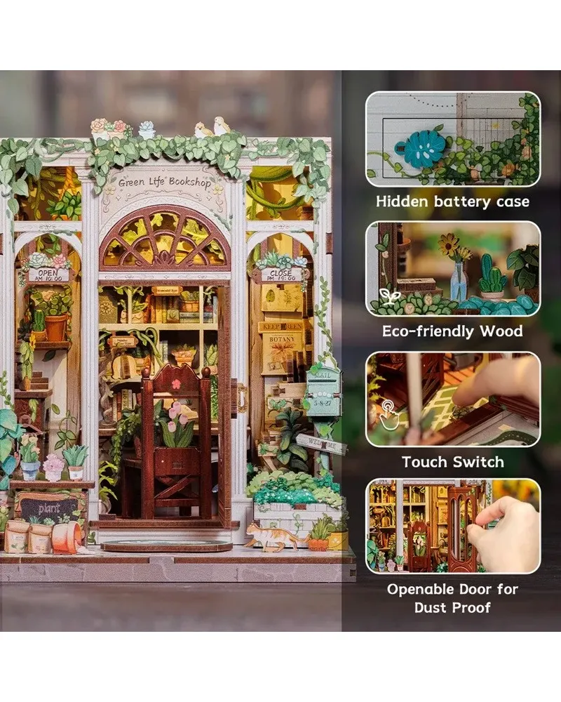 Book Nook. Puzzle 3D - Cotor de carte - Green Life Bookshop | Robotime - 4