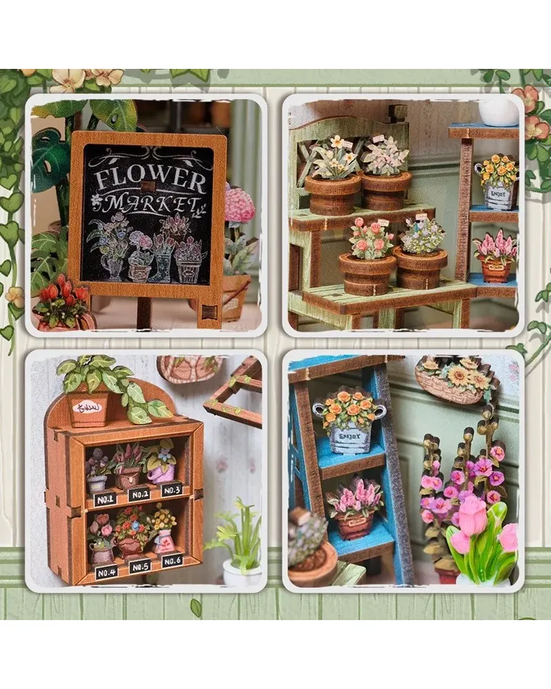 Book Nook. Puzzle 3D, 199 piese - DIY Champs-Elysees Florist | Robotime - 7