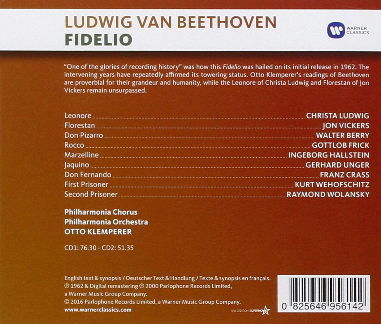 Beethoven: Fidelio | Ludwig Van Beethoven, Otto Klemperer, Christa Ludwig, Jon Vickers, Gottlob Frick, Walter Berry, Ingeborg Hallstein - 1 | YEO