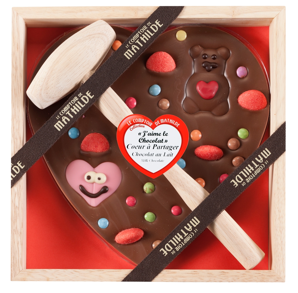 Ciocolata in cutie de lemn Comptoir de Mathilde - Coeur | Comptoir de Mathilde