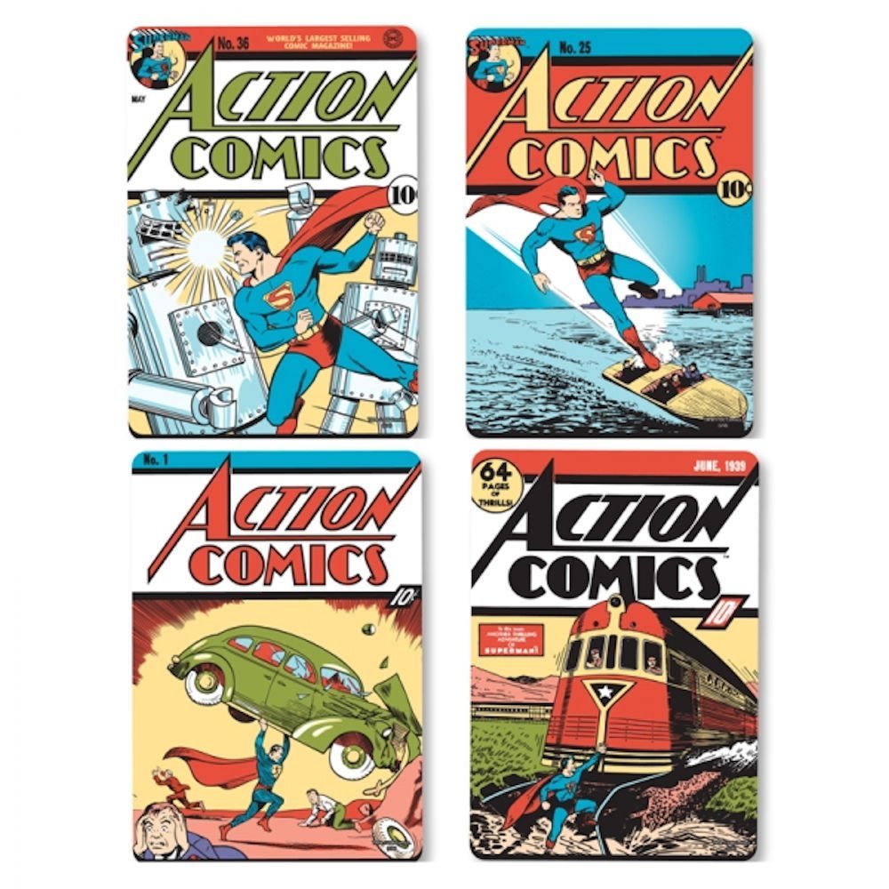 Set 4 suporturi pahar - Superman Action Comic Covers | Half Moon Bay