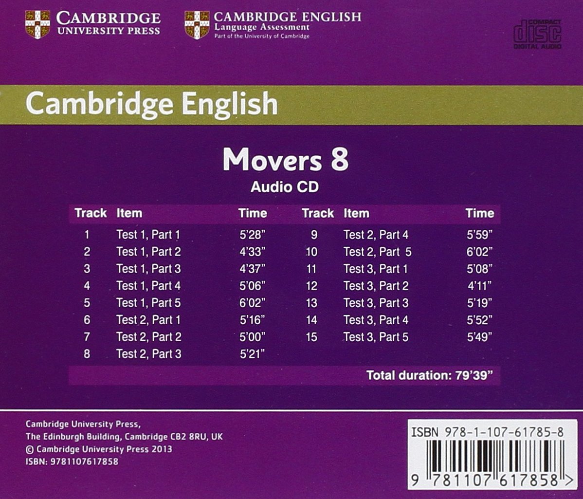 Cambridge English Young Learners 8 Movers - Audiobook | - 1 | YEO