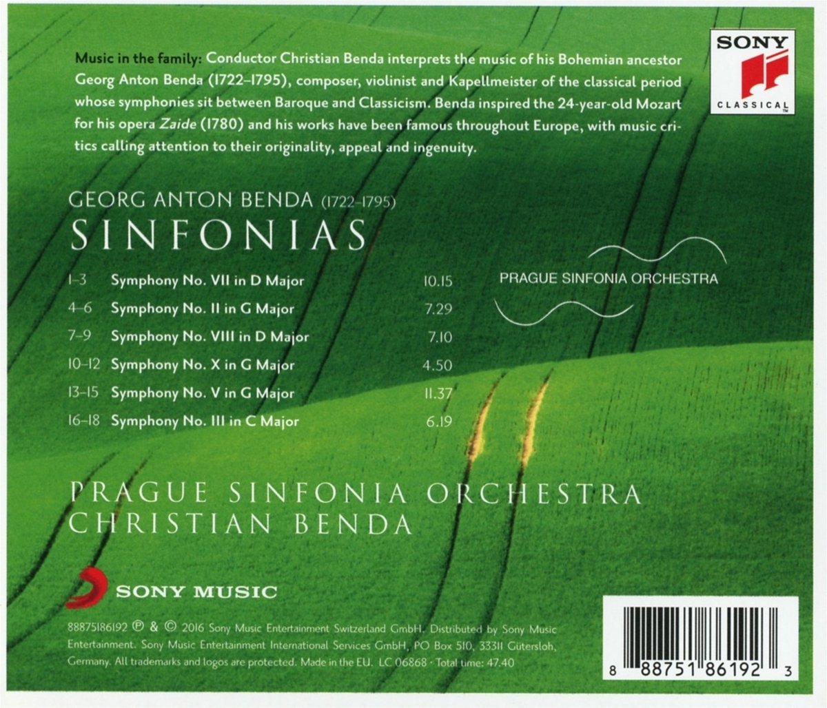 Georg Anton Benda: Sinfonias | Christian Benda, Georg Anton Benda - 1 | YEO