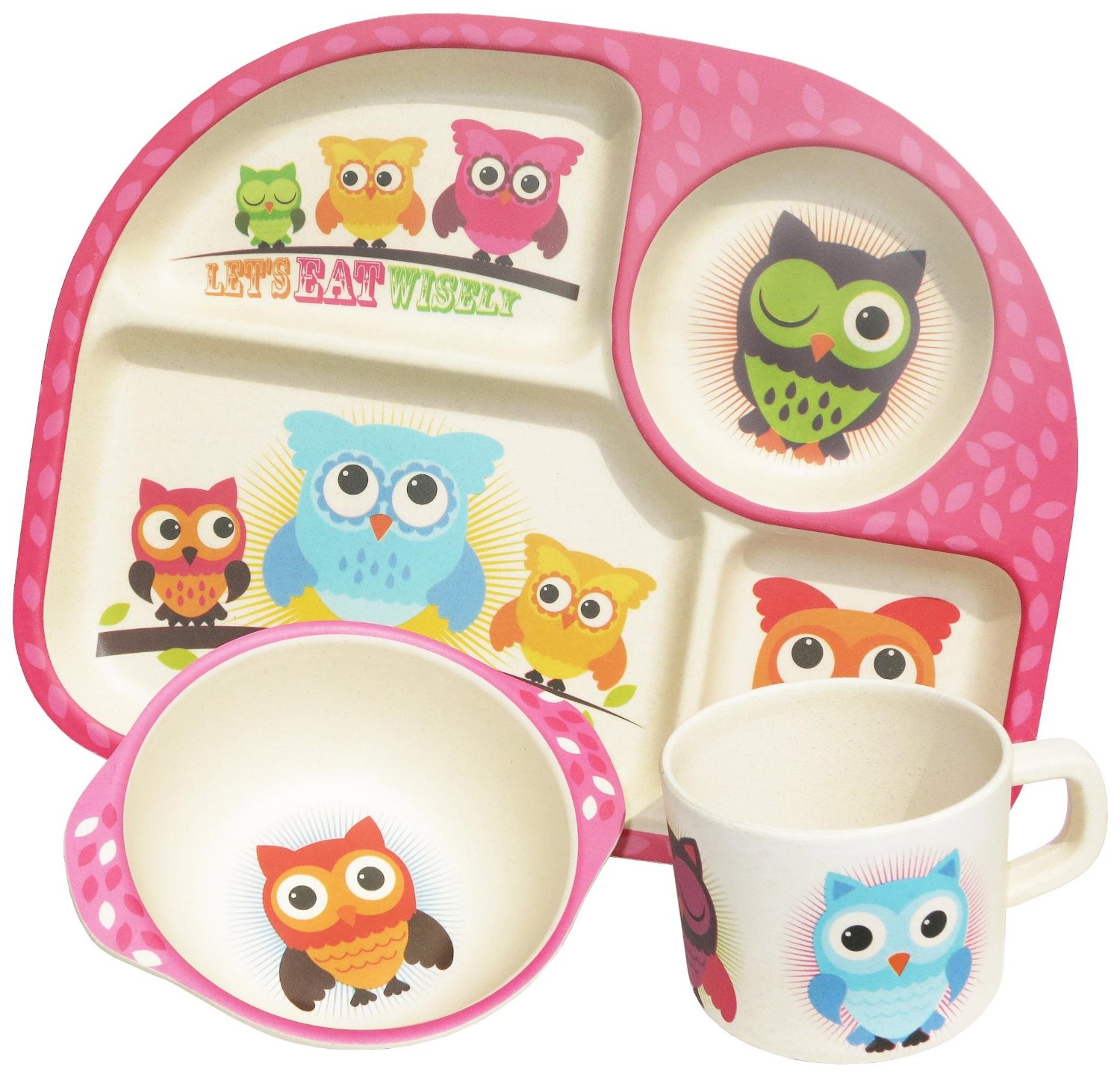 Set 3 piese - Bamboo Fibre Kids Dining - Owl | Tosh Products Limited - 1 | YEO