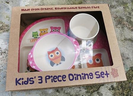 Set 3 piese - Bamboo Fibre Kids Dining - Owl | Tosh Products Limited