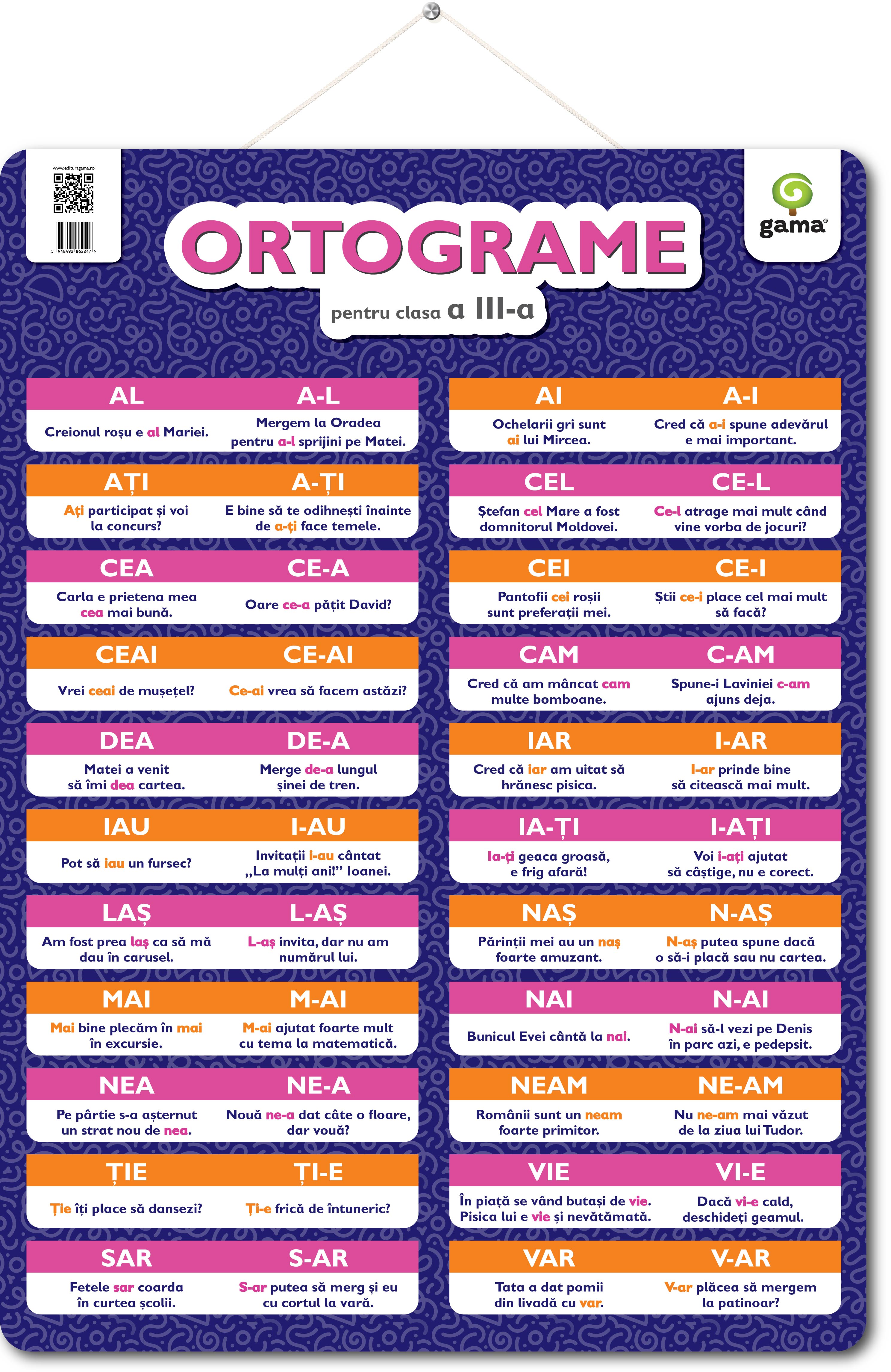Poster - Ortograme. Clasa a III-a |