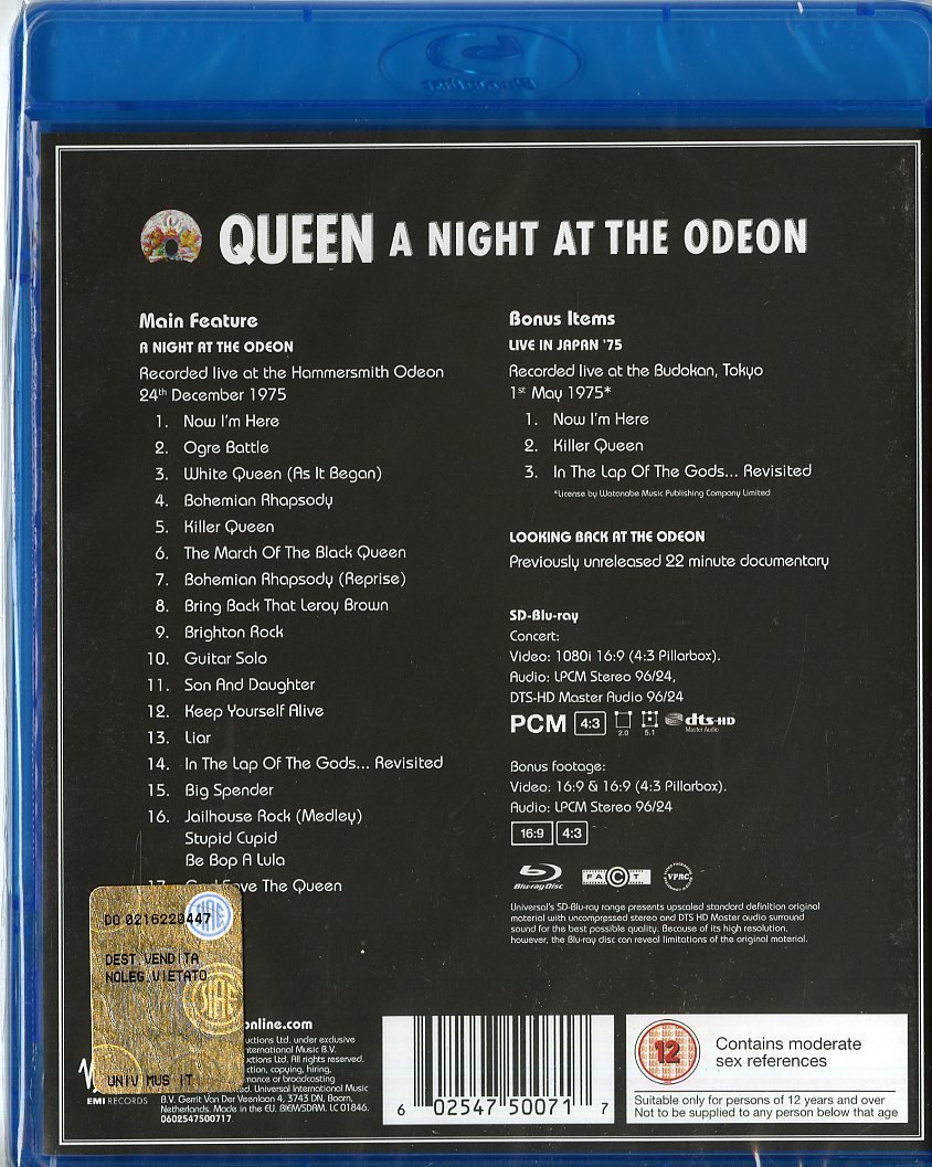 Queen - A Night At The Odeon Blu Ray Disc | Queen - 1 | YEO