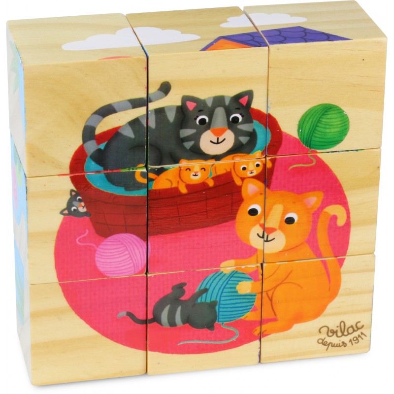 9 cuburi din lemn - Animale | Vilac - 1