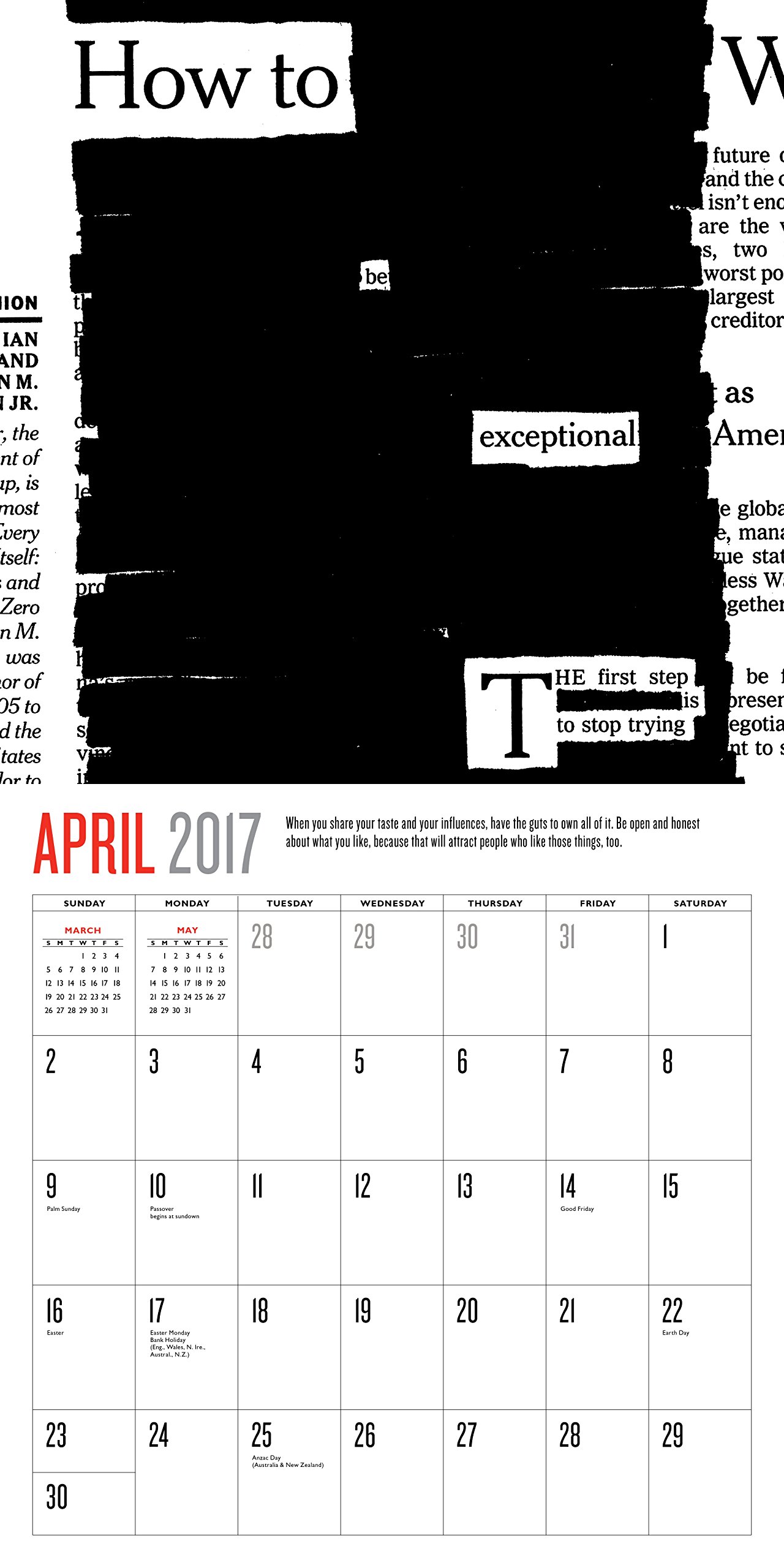 Calendar 2017 - Steal Like An Artist | Workman Publishing