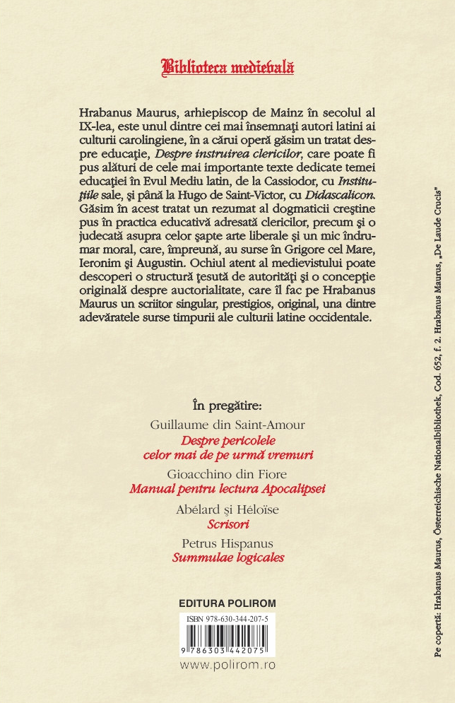 Despre instruirea clericilor | Hrabanus Maurus