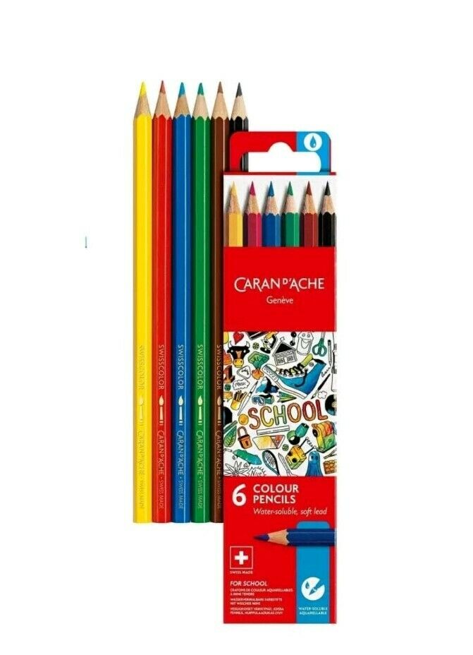 Set 6 creioane colorate acuarelabile - School Line | Caran d\'Ache