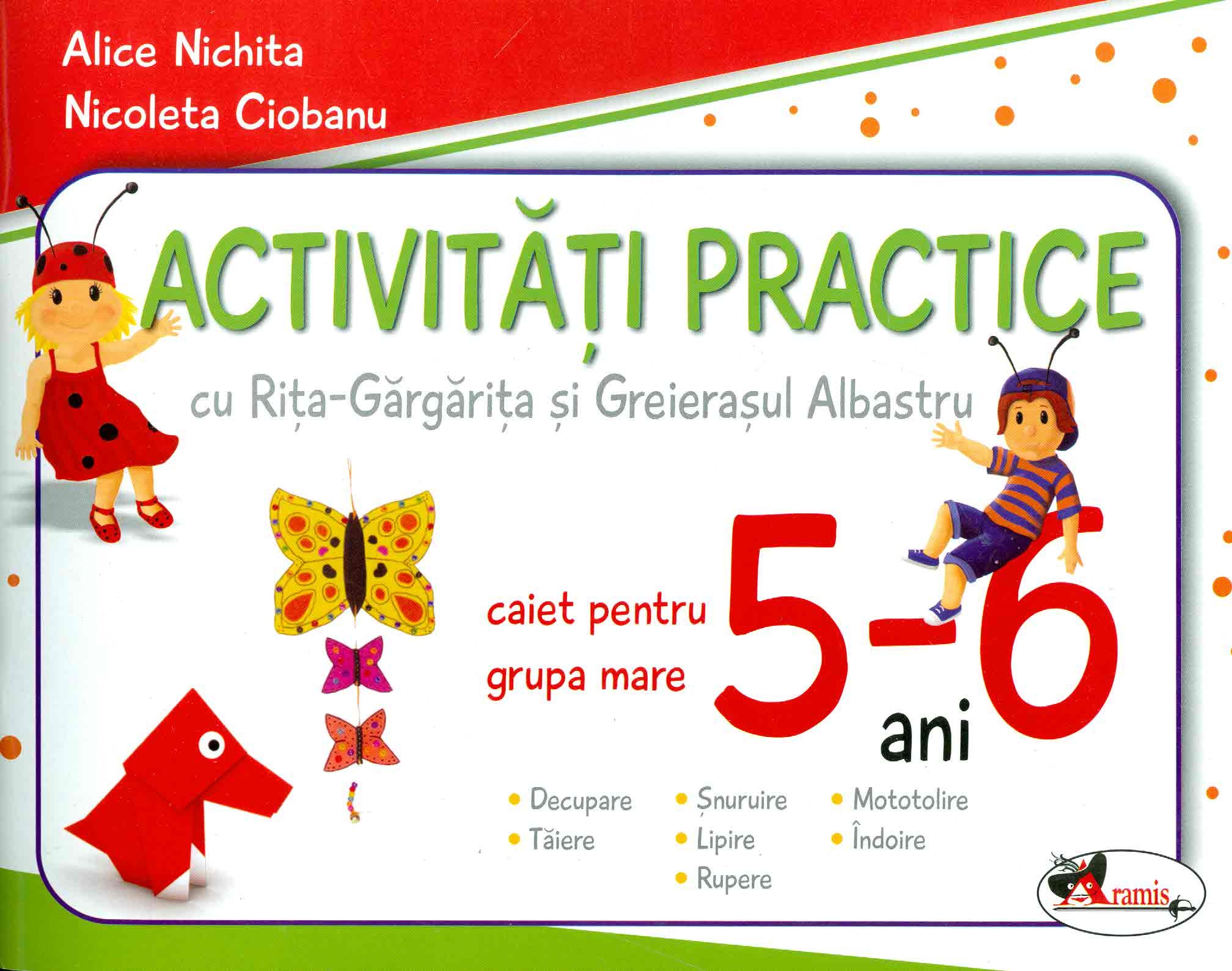 Activitati practice cu Rita-Gargarita si Greierasul Albastru, pentru grupa mare 5-6 ani | Alice Nichita, Nicoleta Ciobanu