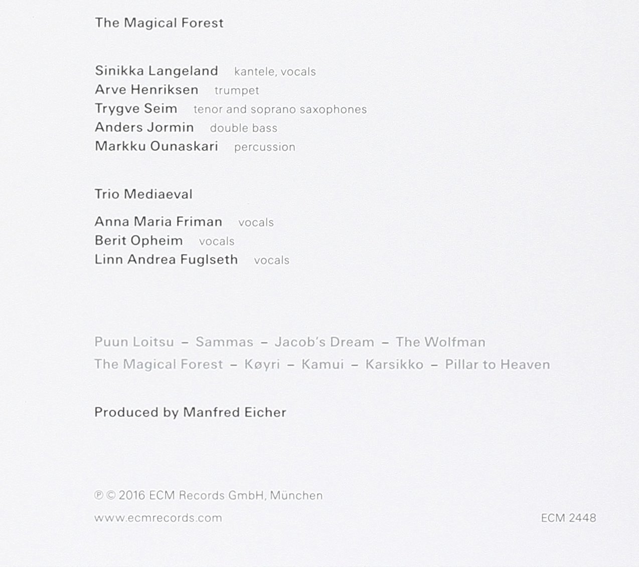 The Magical Forest | Sinikka Langeland, Arve Henriksen, Trygve Seim, Anders Jormin, Markku Ounaskari, Trio Mediaeval - 1 | YEO