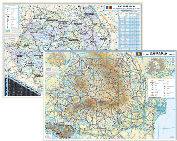 Romania – Harta administrativa/fizica | Amco Press Carte