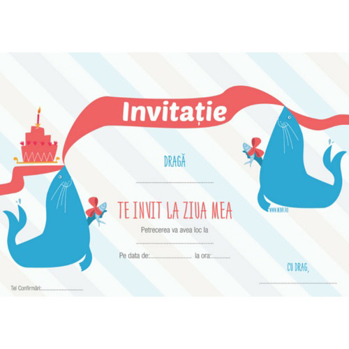 Set 10 invitatii pentru petrecere baietei - Foca jucausa | Mink