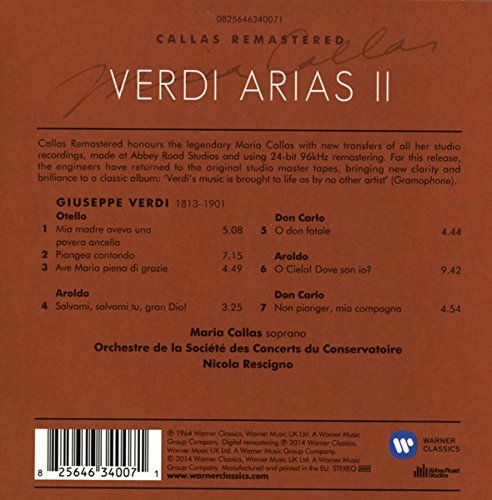 Verdi Arias II 1963-1964 - Maria Callas Remastered | Maria Callas, Paris Conservatoire Orchestra, Nicola Rescigno - 1 | YEO