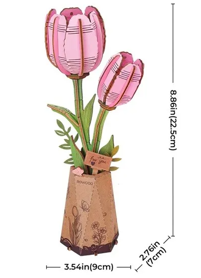 Puzzle 3D 72 piese - Pink Tulip | Robotime - 1