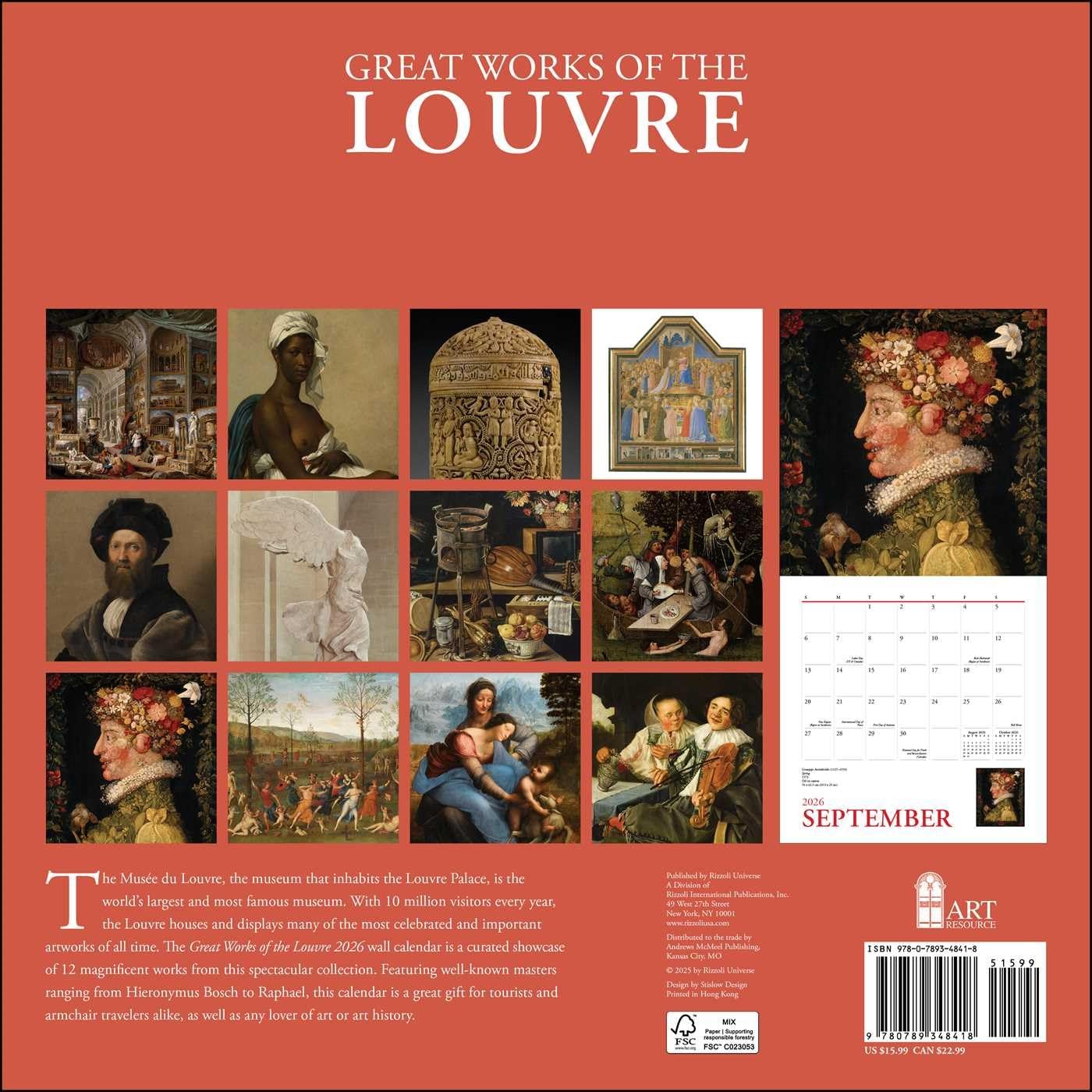 Calendar de perete - Ianuarie 2026 - Decembrie 2026 - Great Works of the Louvre | Rizzoli Universe